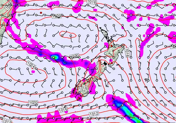 New Zealand forecast chart for Saturday, March 7th, 2026 at 12:00 AM