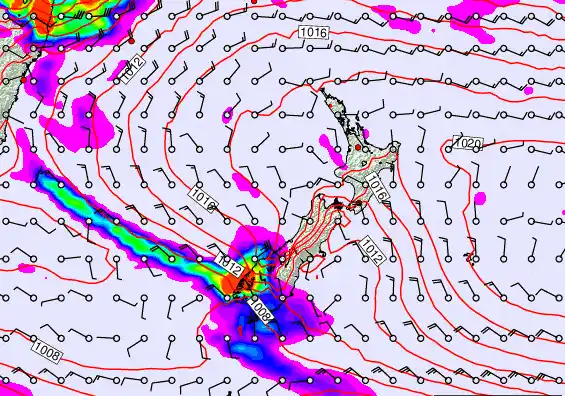 New Zealand forecast chart for Monday, March 9th, 2026 at 12:00 AM