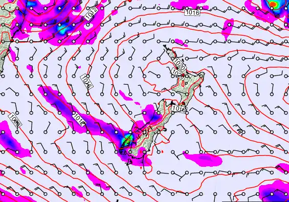 New Zealand forecast chart for Tuesday, March 10th, 2026 at 12:00 AM