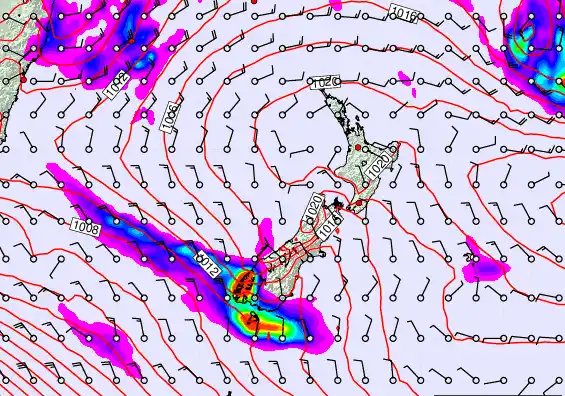 New Zealand forecast chart for Tuesday, March 10th, 2026 at 12:00 PM