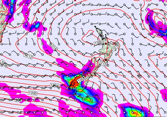 New Zealand forecast chart for Wednesday, March 11th, 2026 at 6:00 AM