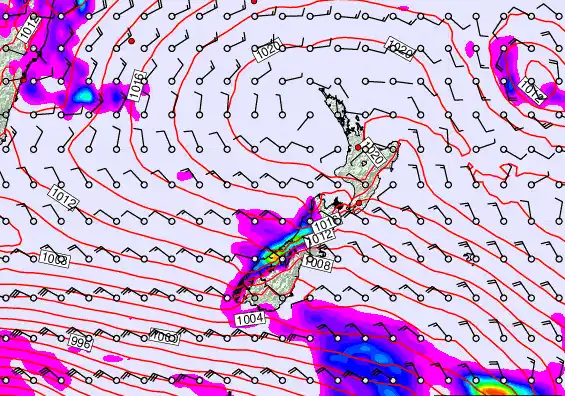 New Zealand forecast chart for Wednesday, March 11th, 2026 at 12:00 PM