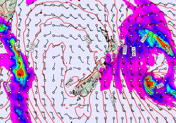 New Zealand forecast chart for Monday, March 2nd, 2026 at 6:00 PM