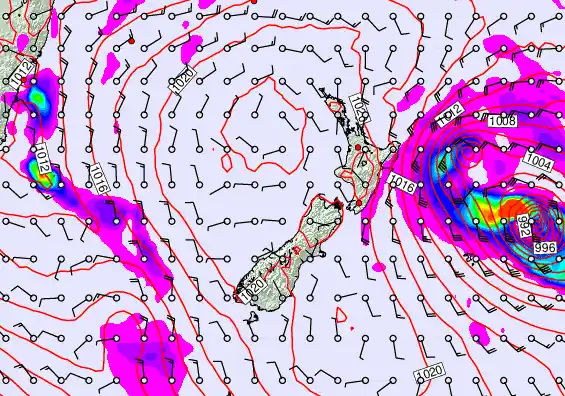 New Zealand forecast chart for Tuesday, March 3rd, 2026 at 6:00 PM