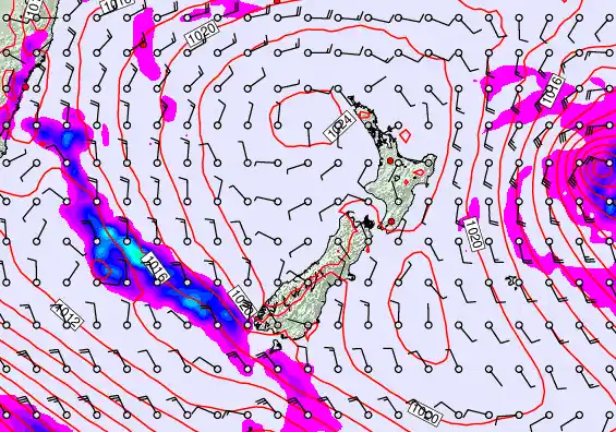 New Zealand forecast chart for Wednesday, March 4th, 2026 at 12:00 PM