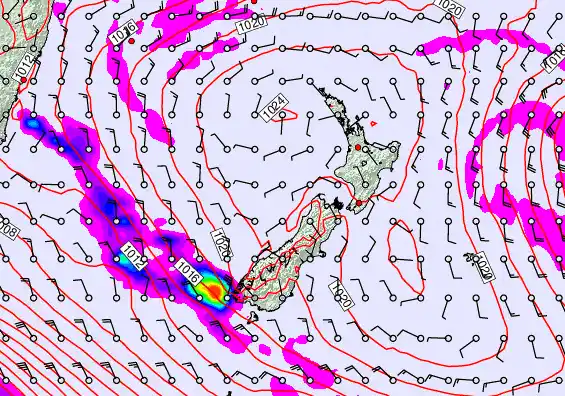 New Zealand forecast chart for Wednesday, March 4th, 2026 at 6:00 PM