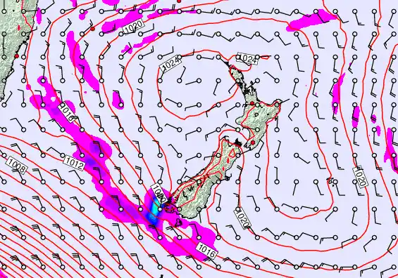 New Zealand forecast chart for Thursday, March 5th, 2026 at 12:00 AM