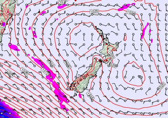 New Zealand forecast chart for Thursday, March 5th, 2026 at 6:00 AM