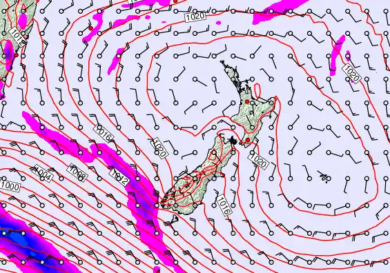 New Zealand forecast chart for Thursday, March 5th, 2026 at 12:00 PM