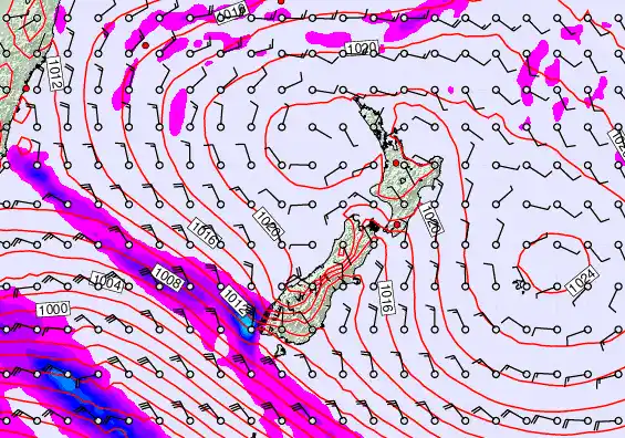 New Zealand forecast chart for Thursday, March 5th, 2026 at 6:00 PM