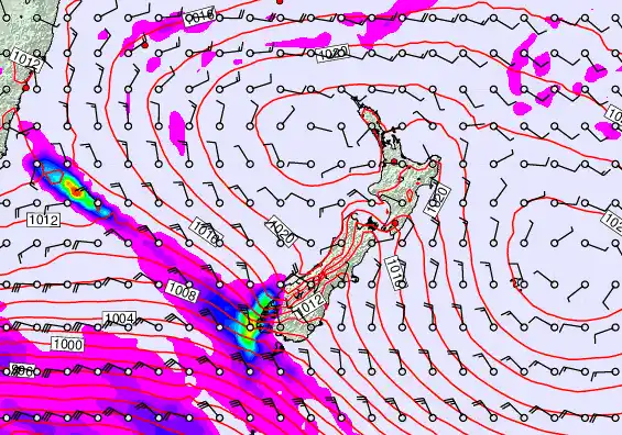 New Zealand forecast chart for Friday, March 6th, 2026 at 12:00 AM