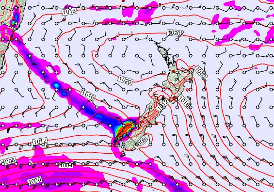 New Zealand forecast chart for Friday, March 6th, 2026 at 12:00 PM