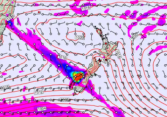 New Zealand forecast chart for Friday, March 6th, 2026 at 6:00 PM