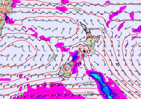 New Zealand forecast chart for Saturday, March 7th, 2026 at 6:00 AM