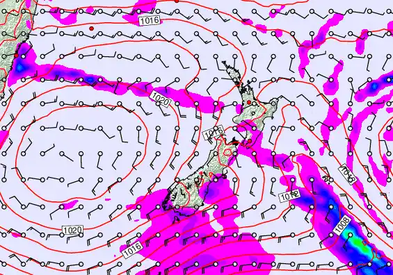 New Zealand forecast chart for Saturday, March 7th, 2026 at 6:00 PM