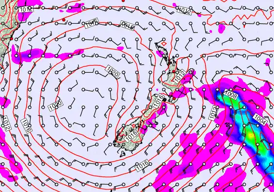 New Zealand forecast chart for Sunday, March 8th, 2026 at 6:00 AM