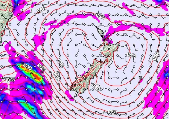 New Zealand forecast chart for Monday, March 9th, 2026 at 12:00 AM