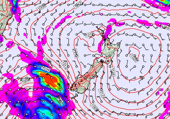 New Zealand forecast chart for Monday, March 9th, 2026 at 6:00 AM