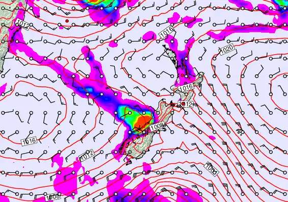 New Zealand forecast chart for Tuesday, March 10th, 2026 at 12:00 AM