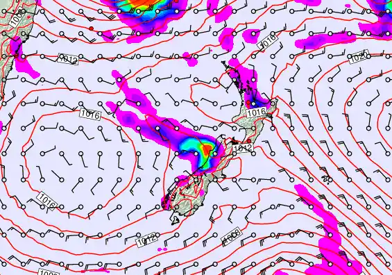 New Zealand forecast chart for Tuesday, March 10th, 2026 at 6:00 AM