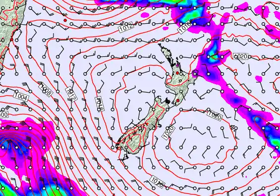New Zealand forecast chart for Wednesday, March 11th, 2026 at 6:00 AM