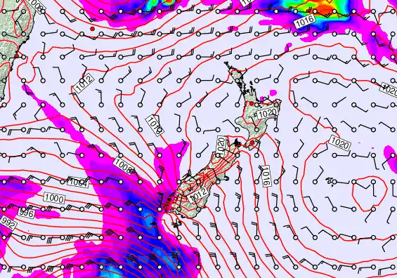 New Zealand forecast chart for Wednesday, March 11th, 2026 at 6:00 PM