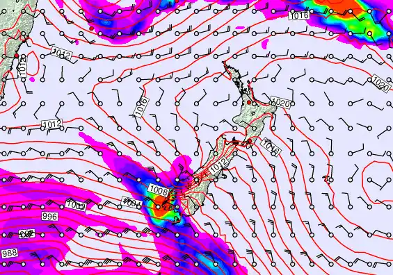 New Zealand forecast chart for Thursday, March 12th, 2026 at 12:00 AM