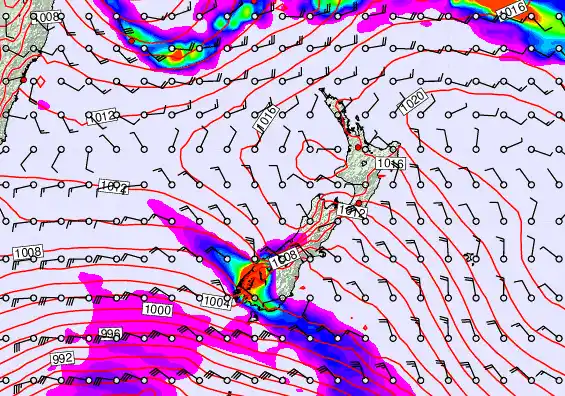 New Zealand forecast chart for Thursday, March 12th, 2026 at 6:00 AM