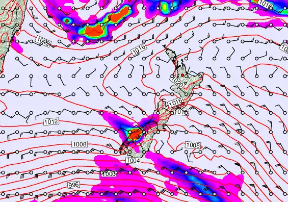New Zealand forecast chart for Thursday, March 12th, 2026 at 12:00 PM