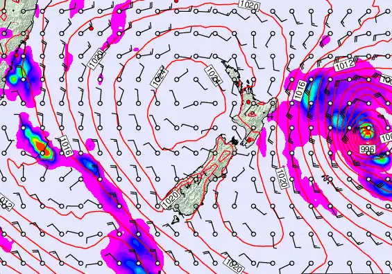 New Zealand forecast chart for Wednesday, March 4th, 2026 at 12:00 AM
