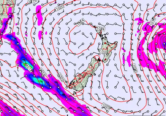 New Zealand forecast chart for Wednesday, March 4th, 2026 at 12:00 PM