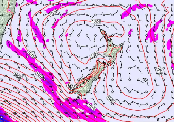 New Zealand forecast chart for Thursday, March 5th, 2026 at 12:00 AM