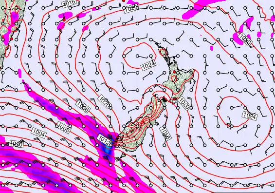 New Zealand forecast chart for Thursday, March 5th, 2026 at 12:00 PM