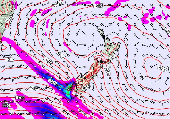 New Zealand forecast chart for Thursday, March 5th, 2026 at 6:00 PM