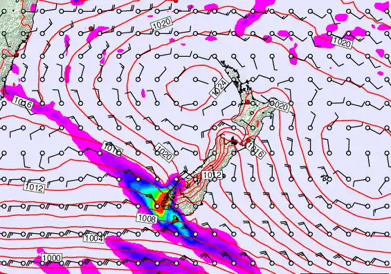 New Zealand forecast chart for Friday, March 6th, 2026 at 12:00 AM