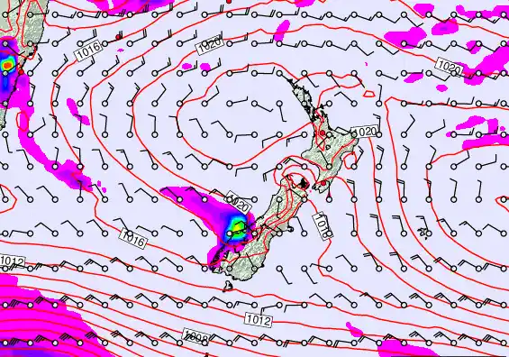 New Zealand forecast chart for Friday, March 6th, 2026 at 12:00 PM