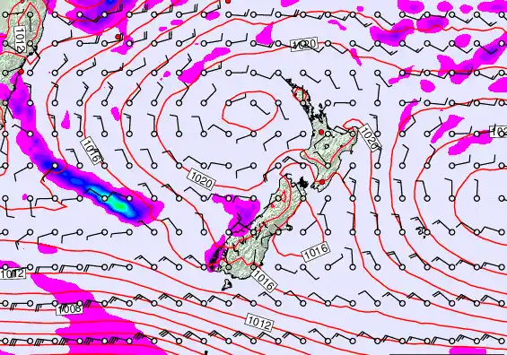 New Zealand forecast chart for Friday, March 6th, 2026 at 6:00 PM