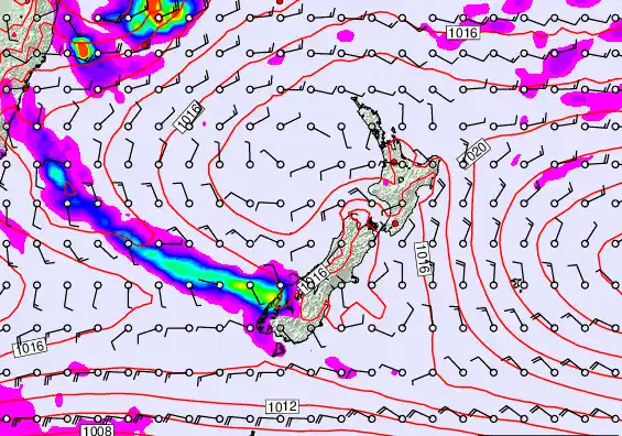 New Zealand forecast chart for Saturday, March 7th, 2026 at 6:00 AM