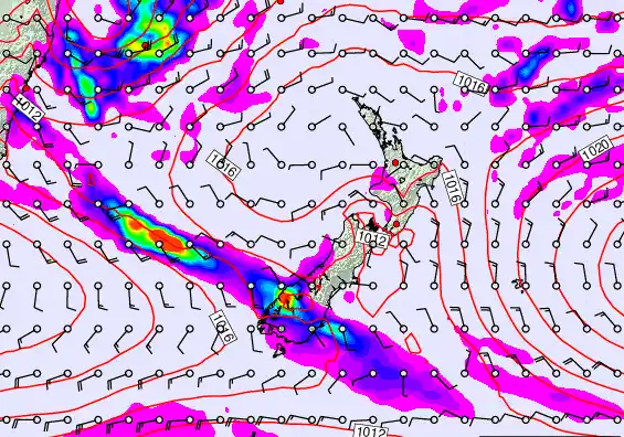 New Zealand forecast chart for Saturday, March 7th, 2026 at 6:00 PM