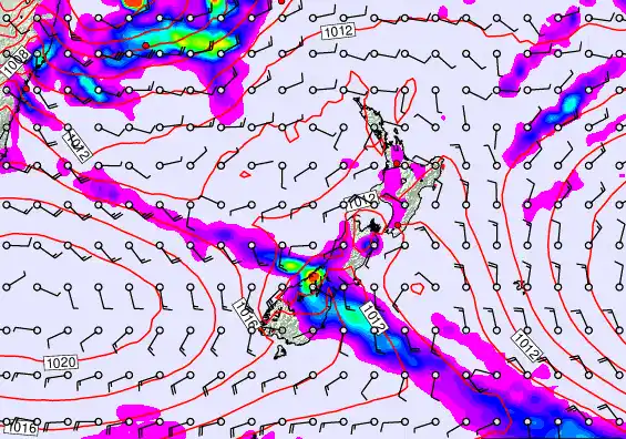 New Zealand forecast chart for Sunday, March 8th, 2026 at 6:00 AM