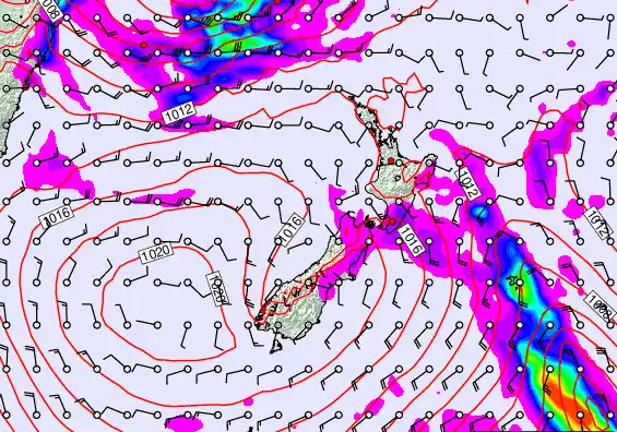 New Zealand forecast chart for Monday, March 9th, 2026 at 12:00 AM
