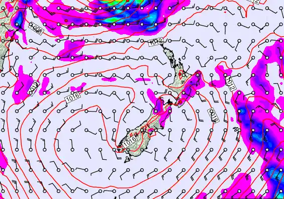 New Zealand forecast chart for Monday, March 9th, 2026 at 6:00 AM