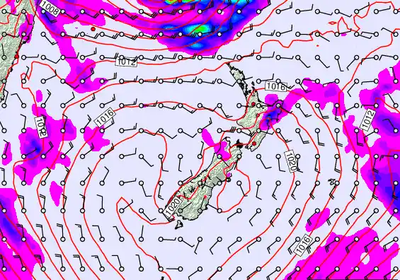 New Zealand forecast chart for Monday, March 9th, 2026 at 12:00 PM