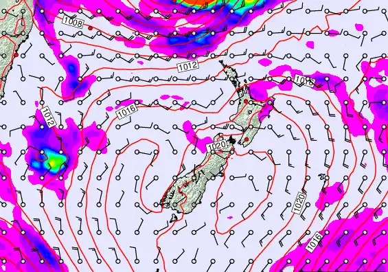 New Zealand forecast chart for Monday, March 9th, 2026 at 6:00 PM