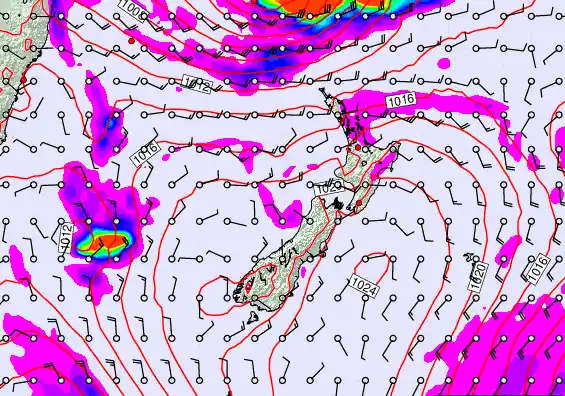 New Zealand forecast chart for Tuesday, March 10th, 2026 at 12:00 AM
