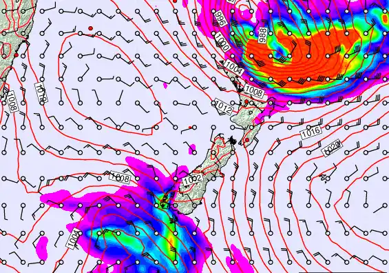 New Zealand forecast chart for Wednesday, March 11th, 2026 at 12:00 PM