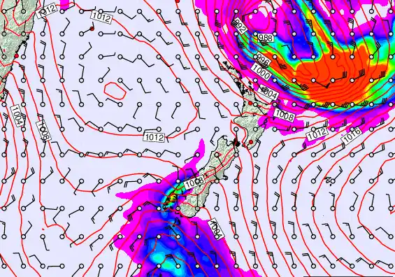 New Zealand forecast chart for Wednesday, March 11th, 2026 at 6:00 PM