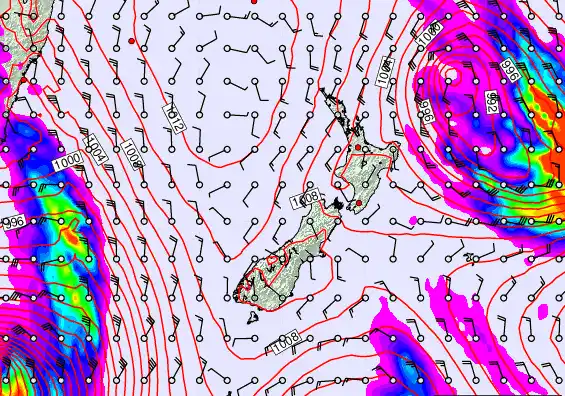 New Zealand forecast chart for Thursday, March 12th, 2026 at 12:00 PM