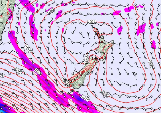 New Zealand forecast chart for Thursday, March 5th, 2026 at 12:00 AM