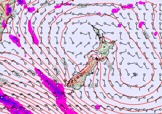 New Zealand forecast chart for Thursday, March 5th, 2026 at 6:00 AM